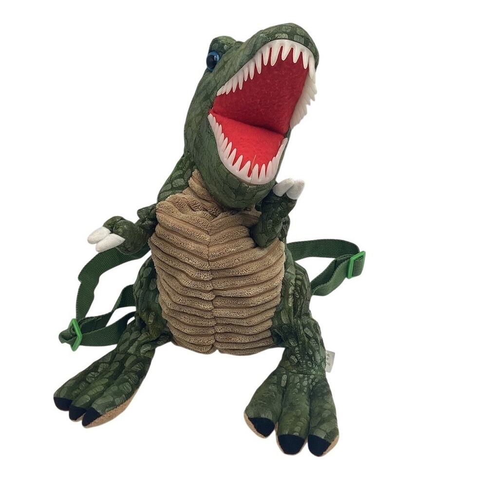 T-Rex Backpack Green Plush 3D‎ Zippered 14in